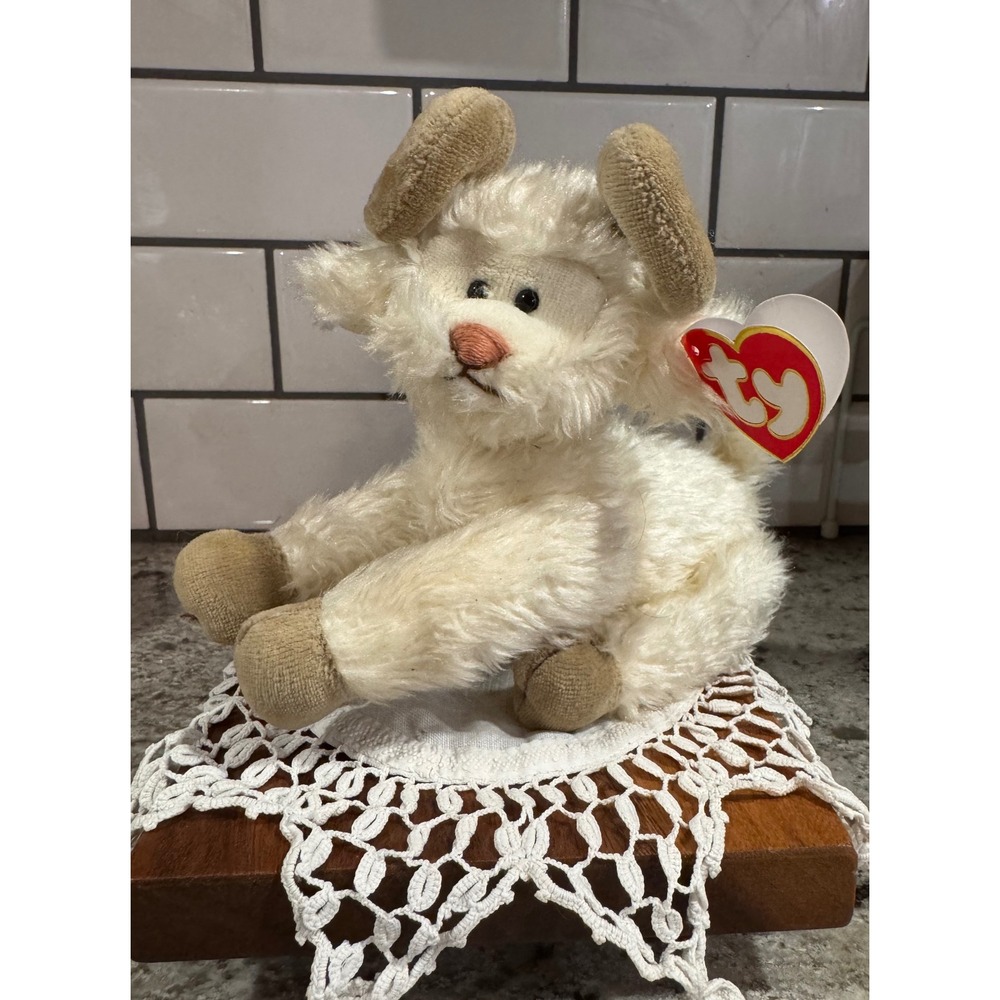 Ty Attic Treasures Ramsey the Ram Cream Shaggy Plush‎ Sheep 1990s Vintage Tagged
